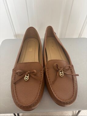 Michael Kors Chestnut Brown Leather Bow Moccasin Loafers